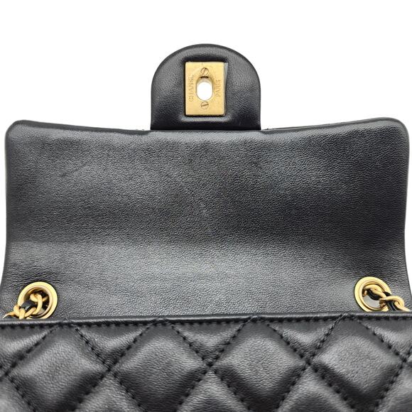Chanel Quilted Lambskin Leather Pearl Crush Mini Flap Bag in Black - Picture 14 of 14